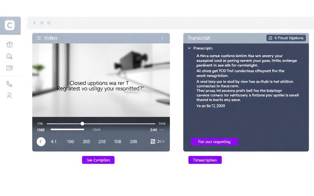 Video player with closed captions and full transcript